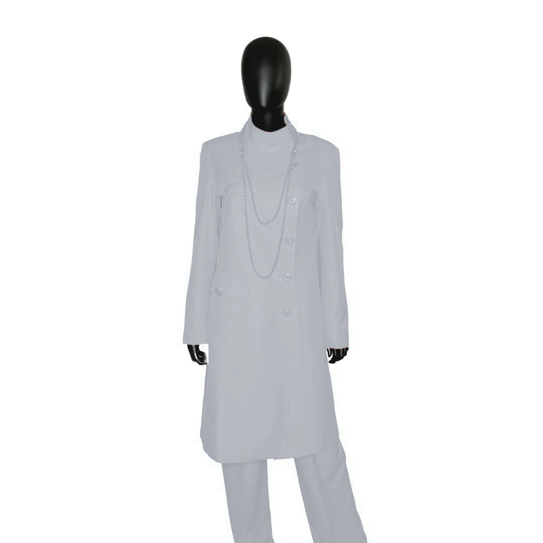 Whole body front view of the Chandra three-piece northern droplet garment on a mannequin, designed for Muslim sisters in the Nation of Islam who value women's modest clothing.
