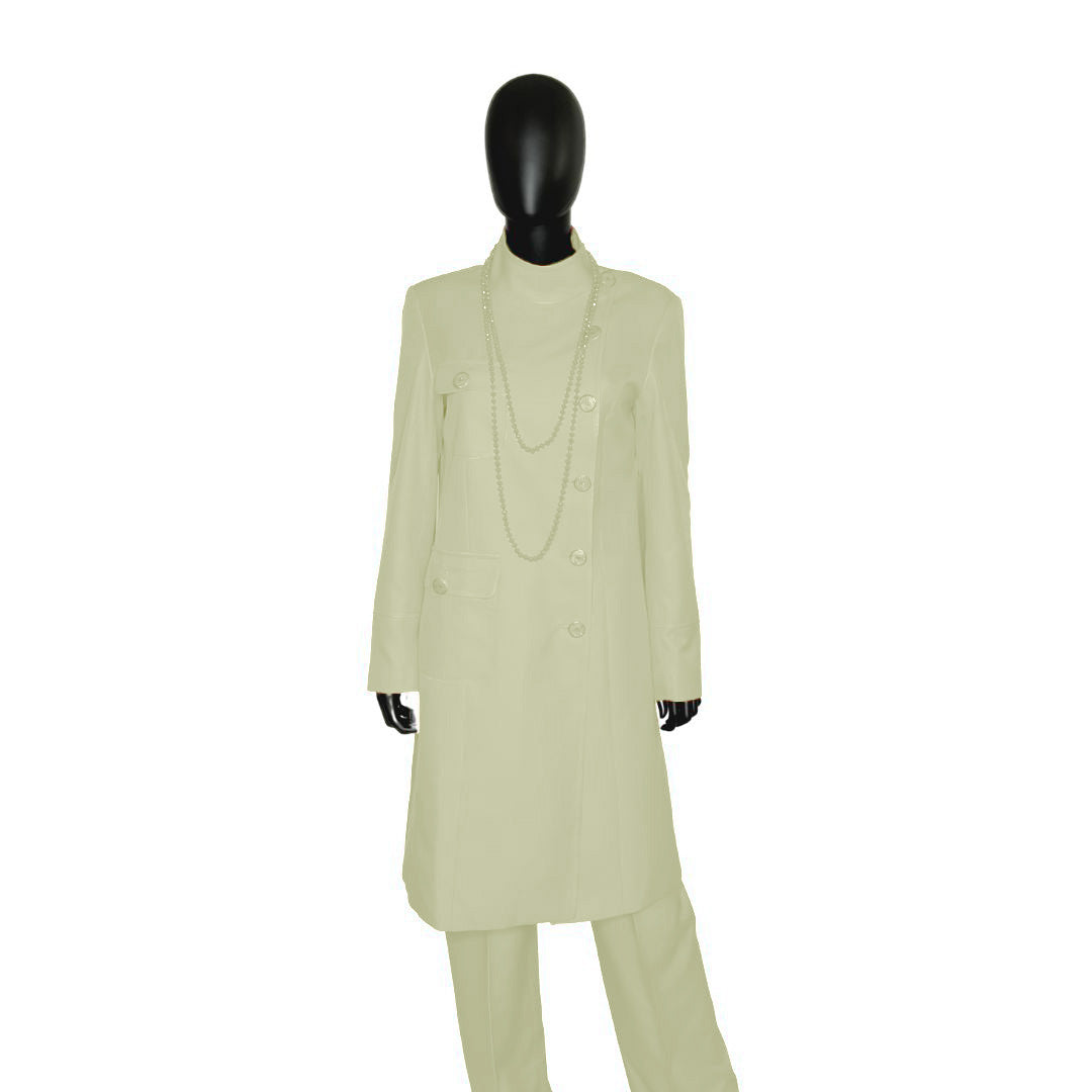 Whole body front view of the Chandra three-piece pearl whisper garment on a mannequin, designed for Muslim sisters in the Nation of Islam who value women's modest clothing.