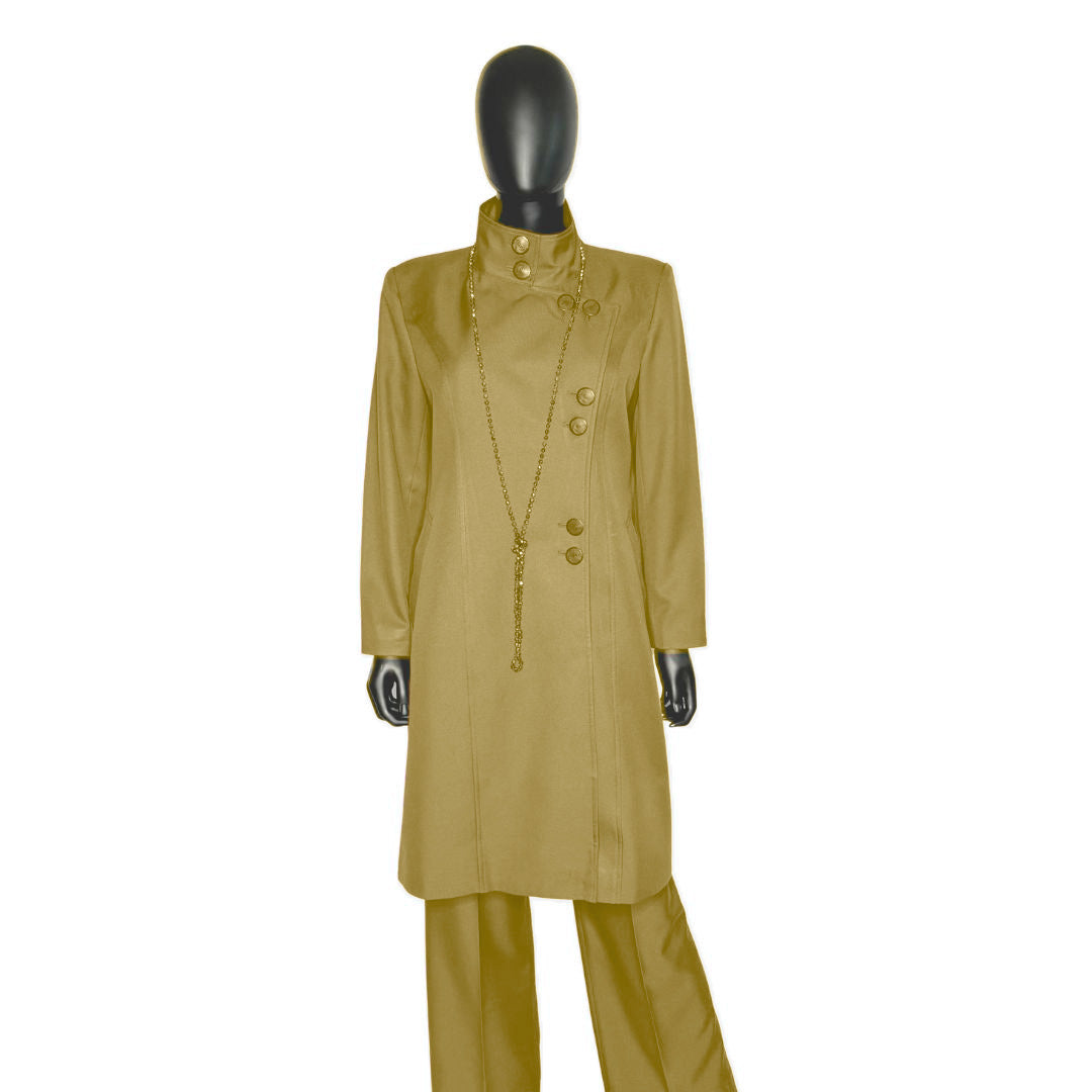 Whole body front view of the Aminah three-piece brush garment on a mannequin, designed for Muslim sisters in the Nation of Islam who value women's modest clothing.