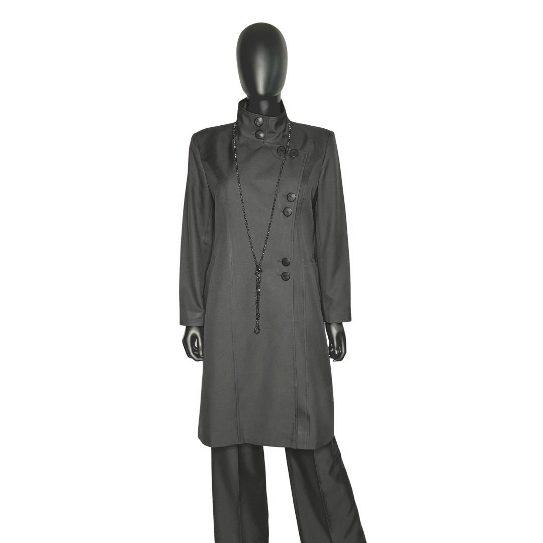 Whole body front view of the Aminah three-piece quiet shade garment on a mannequin, designed for Muslim sisters in the Nation of Islam who value women's modest clothing.