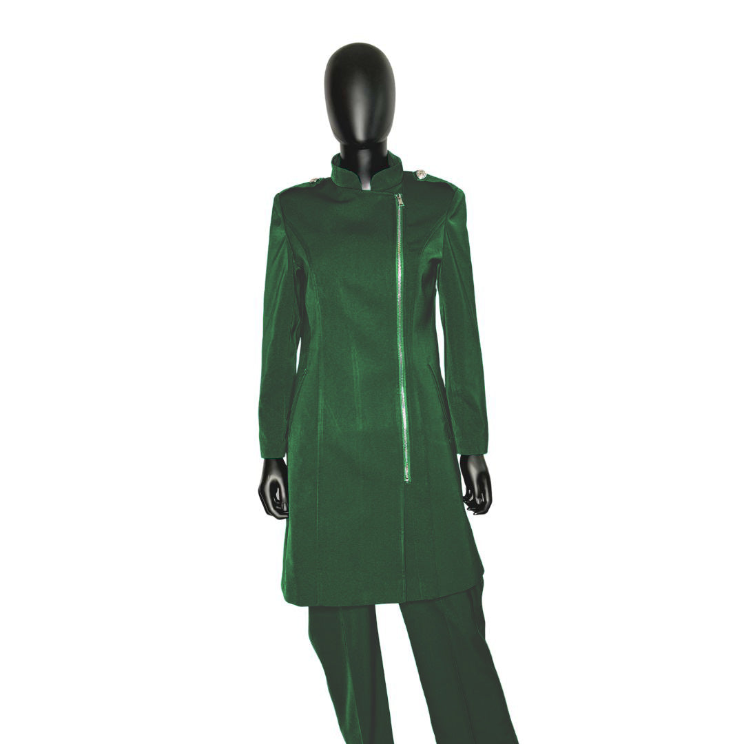 Whole body front view of the Aneesah three-piece evergreen essence garment on a mannequin, designed for Muslim sisters in the Nation of Islam who value women's modest clothing.