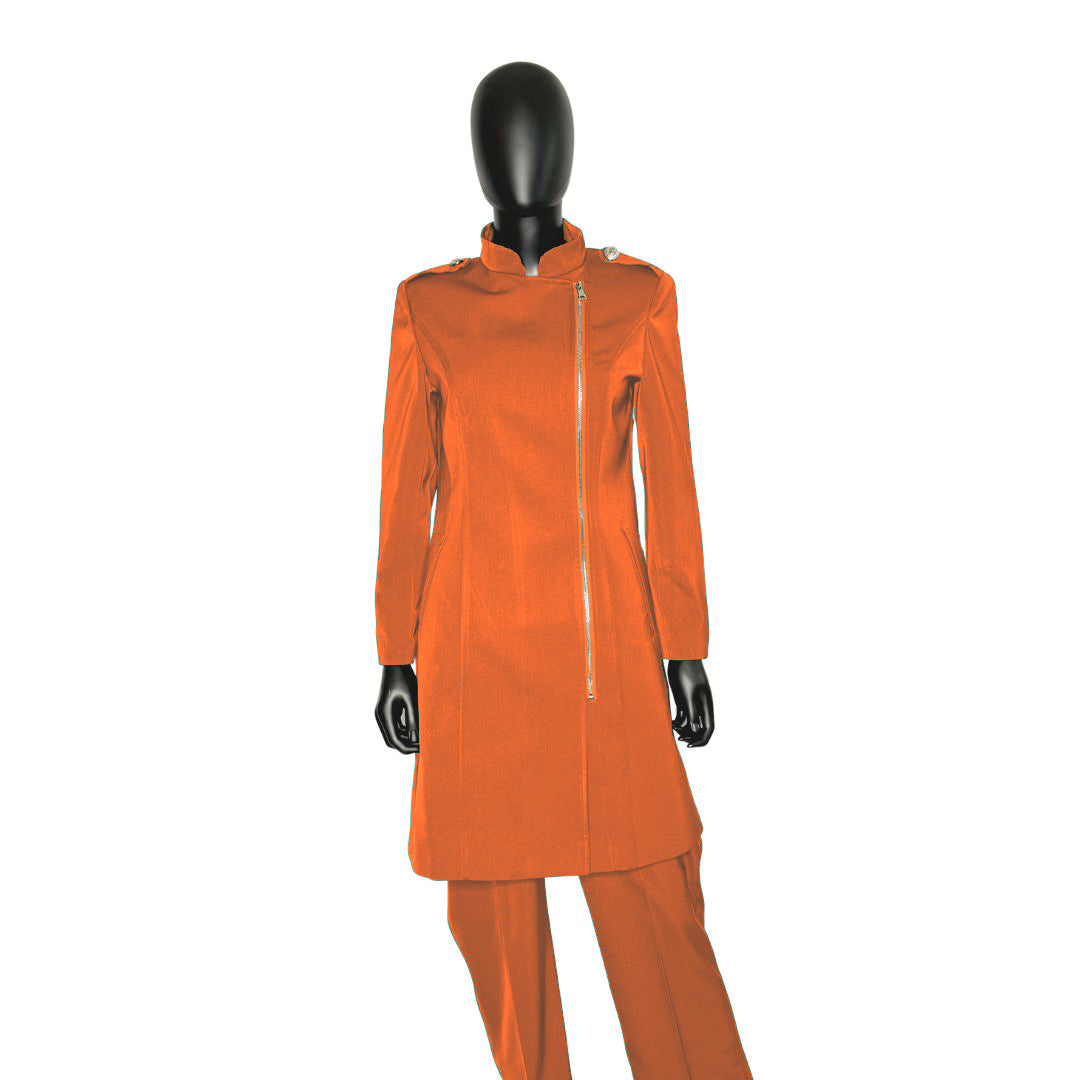 Whole body front view of the Aneesah three-piece pumpkin spice garment on a mannequin, designed for Muslim sisters in the Nation of Islam who value women's modest clothing.