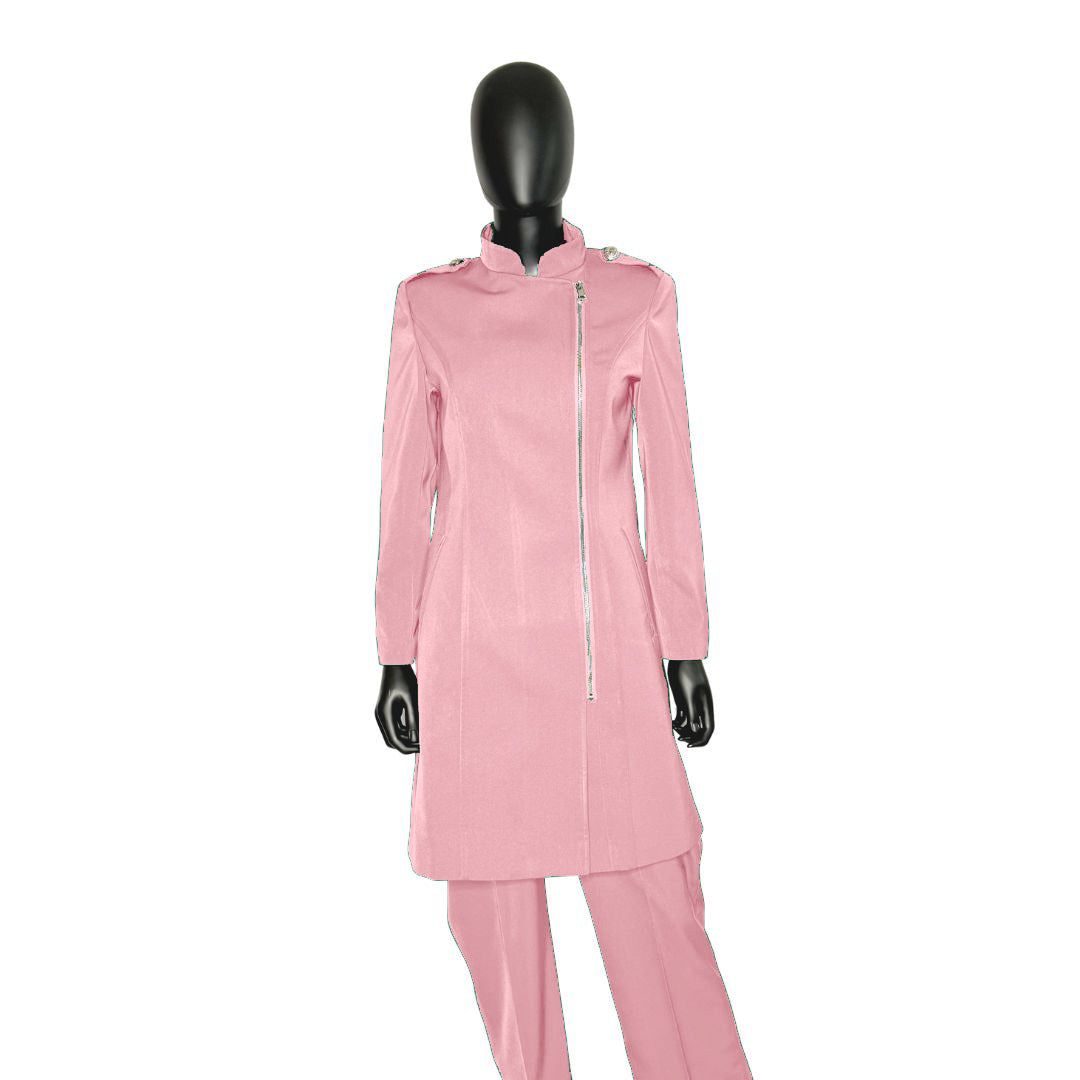 Whole body front view of the Aneesah three-piece rosewater glow garment on a mannequin, designed for Muslim sisters in the Nation of Islam who value women's modest clothing.