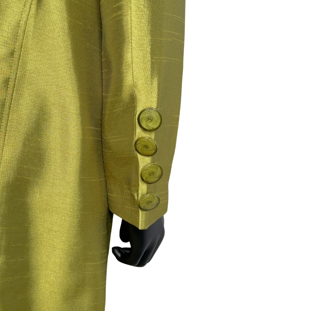 Cuff view of the Cheryl three-piece olive garment on a mannequin, designed for Muslim sisters in the Nation of Islam who value women's modest clothing.