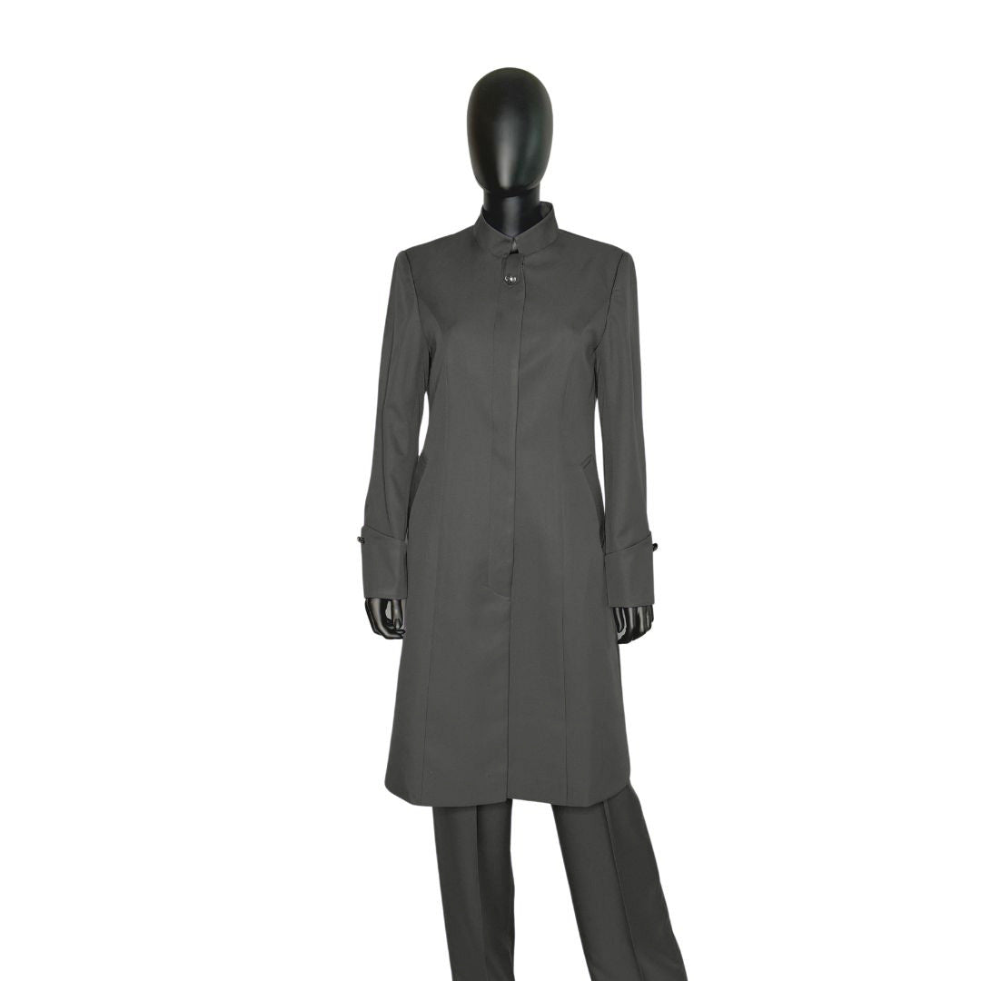 Whole body front view of the Hasana three-piece quiet shade garment on a mannequin, designed for Muslim sisters in the Nation of Islam who value women's modest clothing.