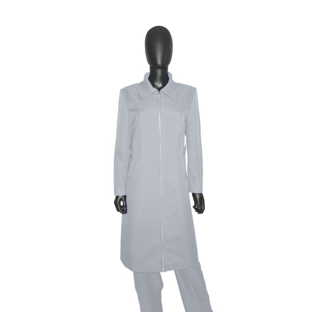 Whole body front view of the Maalikah three-piece northern droplet garment on a mannequin, designed for Muslim sisters in the Nation of Islam who value women's modest clothing.