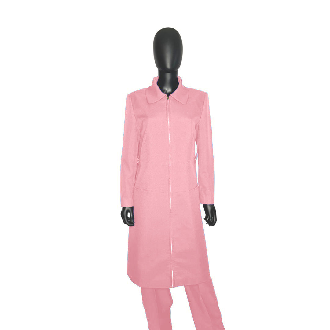 Whole body front view of the Maalikah three-piece rosewater glow garment on a mannequin, designed for Muslim sisters in the Nation of Islam who value women's modest clothing.