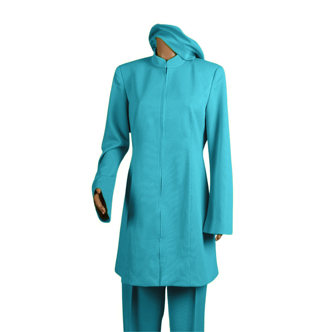 Whole body front view of the Sleek three-piece capri garment on a mannequin, designed for Muslim sisters in the Nation of Islam who value women's modest clothing.