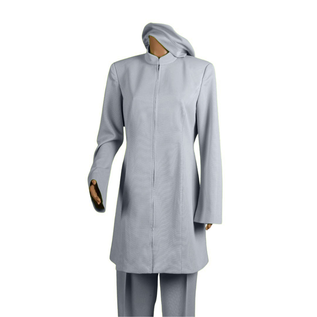 Whole body front view of the Sleek three-piece northern droplet garment on a mannequin, designed for Muslim sisters in the Nation of Islam who value women's modest clothing.