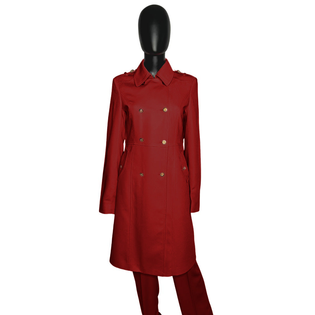 Whole body front view of the Warrior three-piece crimson embrace garment on a mannequin, designed for Muslim sisters in the Nation of Islam who value women's modest clothing.