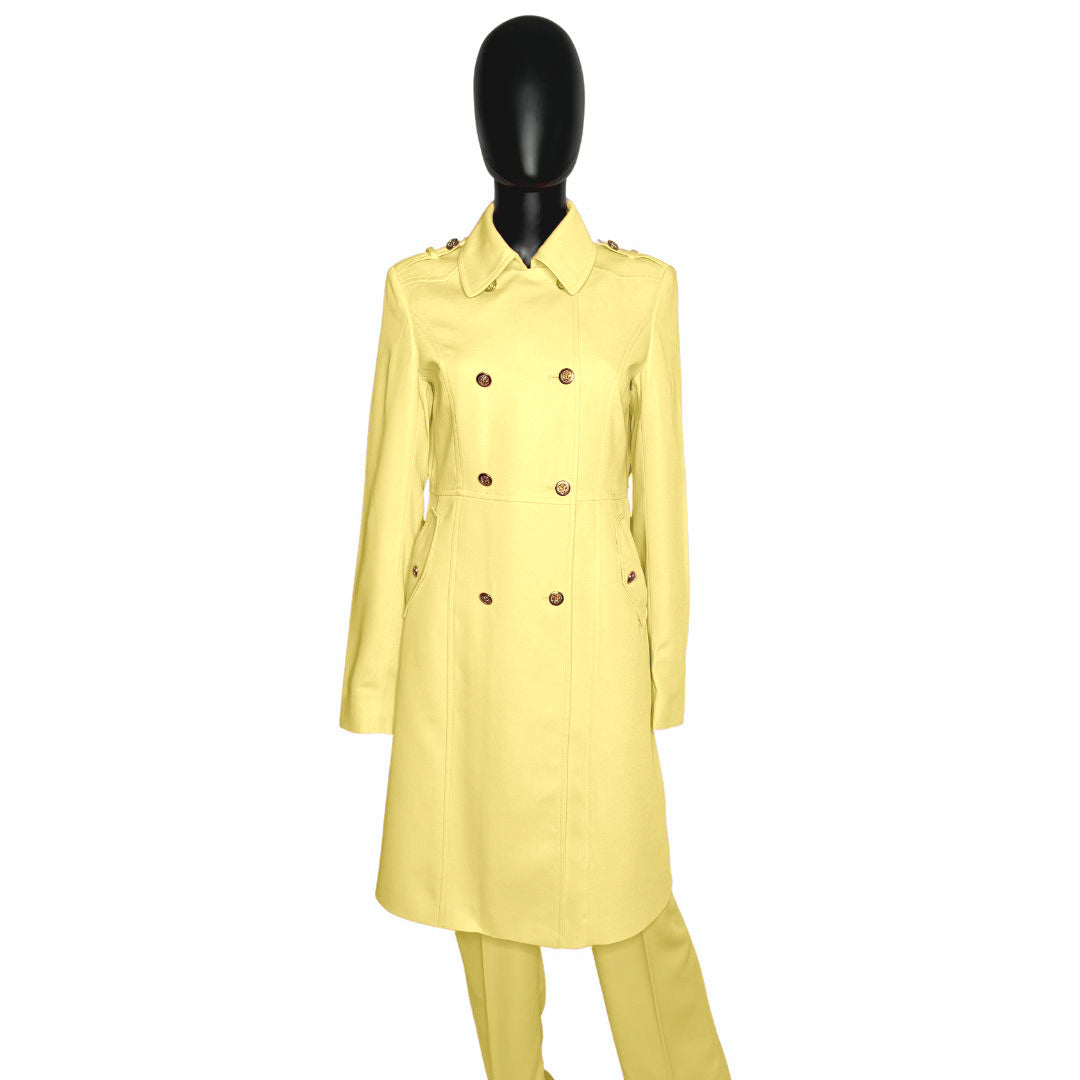 Whole body front view of the Warrior three-piece lemon zest garment on a mannequin, designed for Muslim sisters in the Nation of Islam who value women's modest clothing.