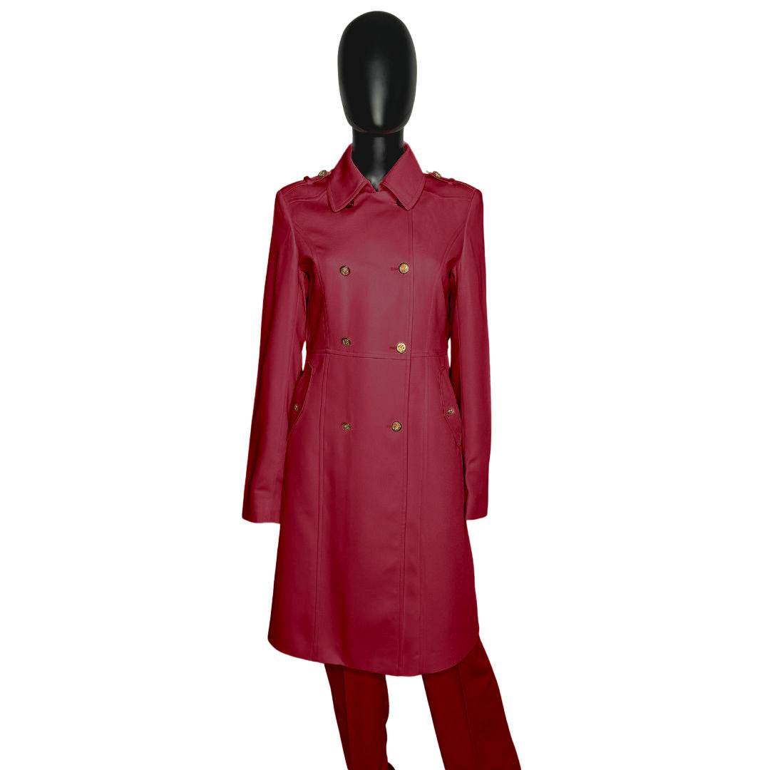 Whole body front view of the Warrior three-piece radiant ruby garment on a mannequin, designed for Muslim sisters in the Nation of Islam who value women's modest clothing.