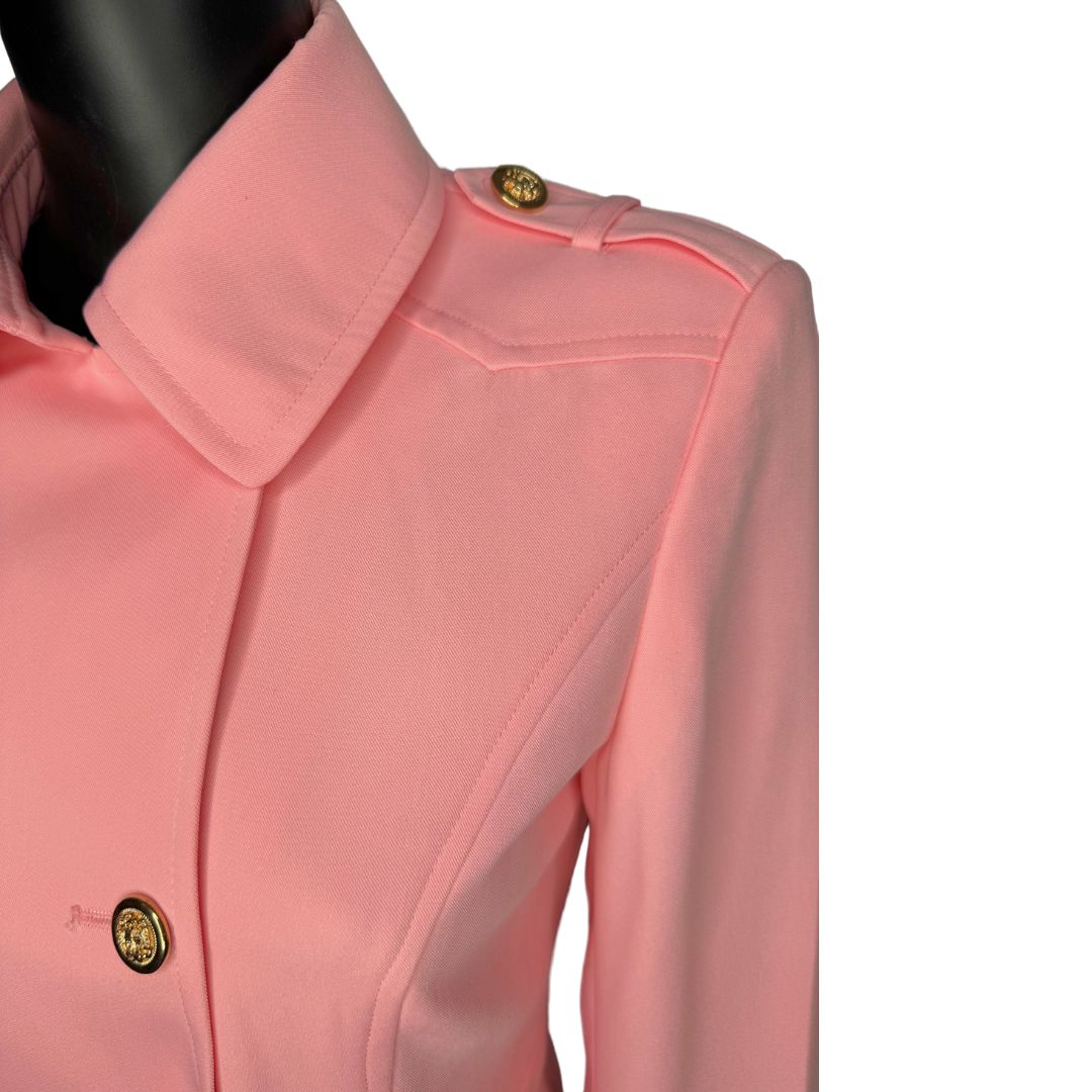 Shoulder view of the Warrior three-piece rosewater glow garment on a mannequin, designed for Muslim sisters in the Nation of Islam who value women's modest clothing.